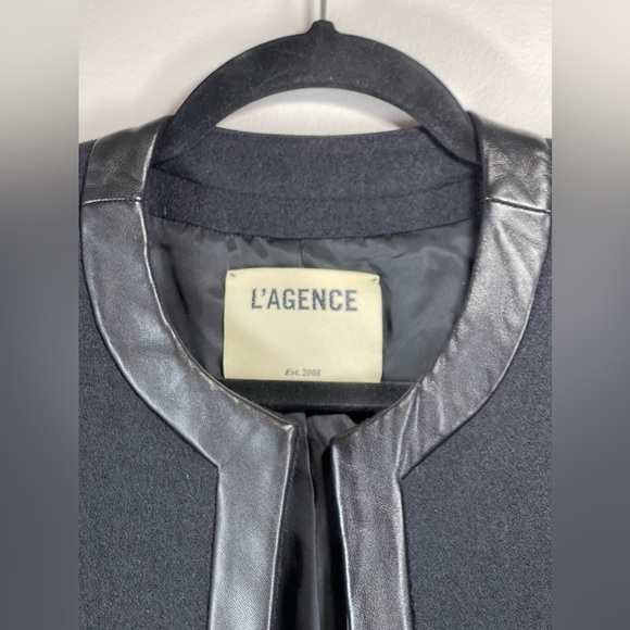 NWOT L’Agence Women’s Harper Leather and Wool Contrast Blazer in Black Size 2 - Picture 9 of 16